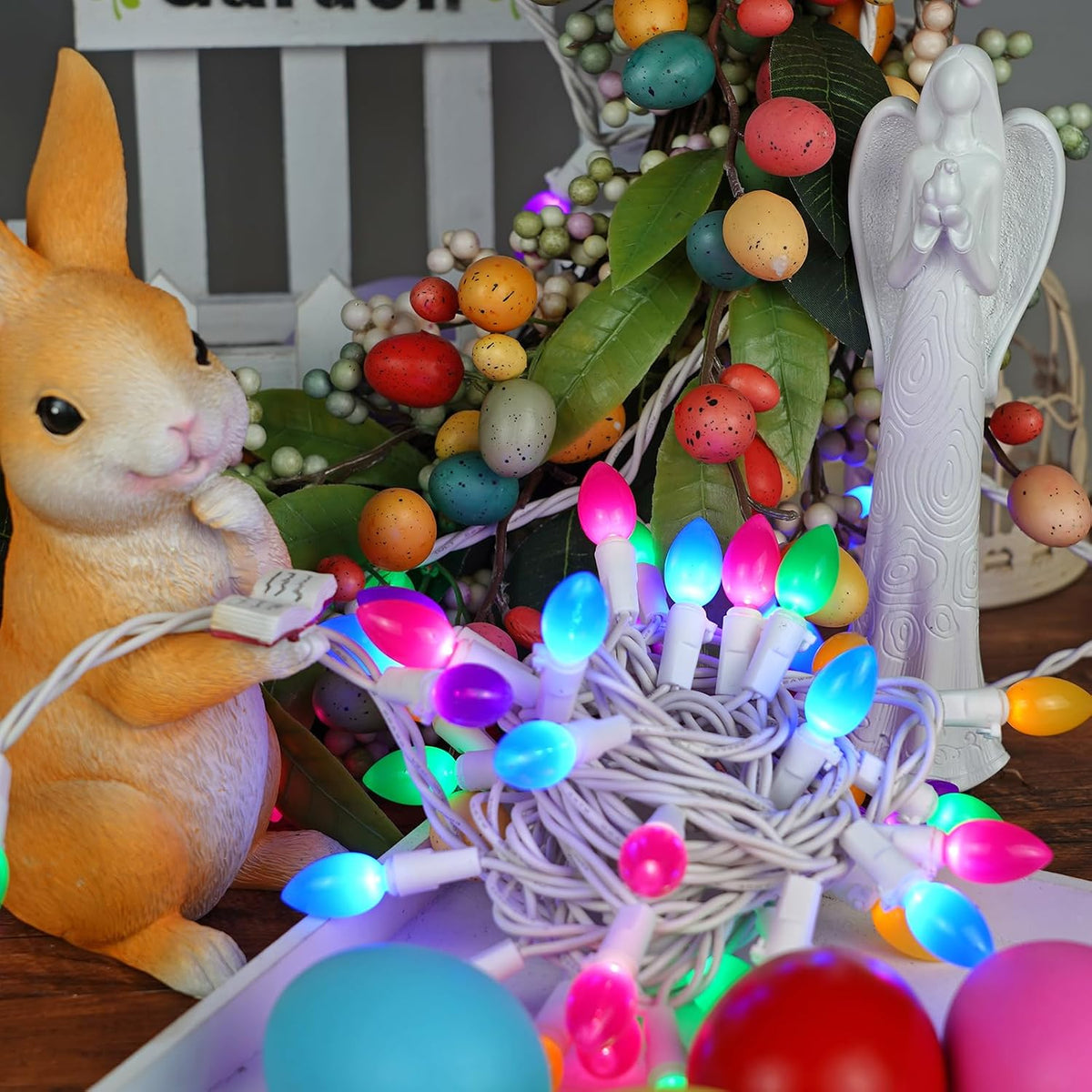 BOHON Easter Decorations Easter Lights String Plug in 50 LEDs Multi Color