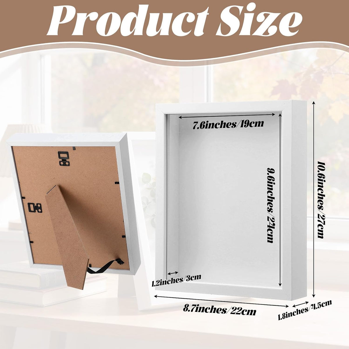 4PCS Shadow Box Frames, 8x10 inch Wood Deep Shadowbox, 3D Picture Frame Display Cases for Memorabilia Baby Items Wedding Memories Crafts Tickets and Photos(White)