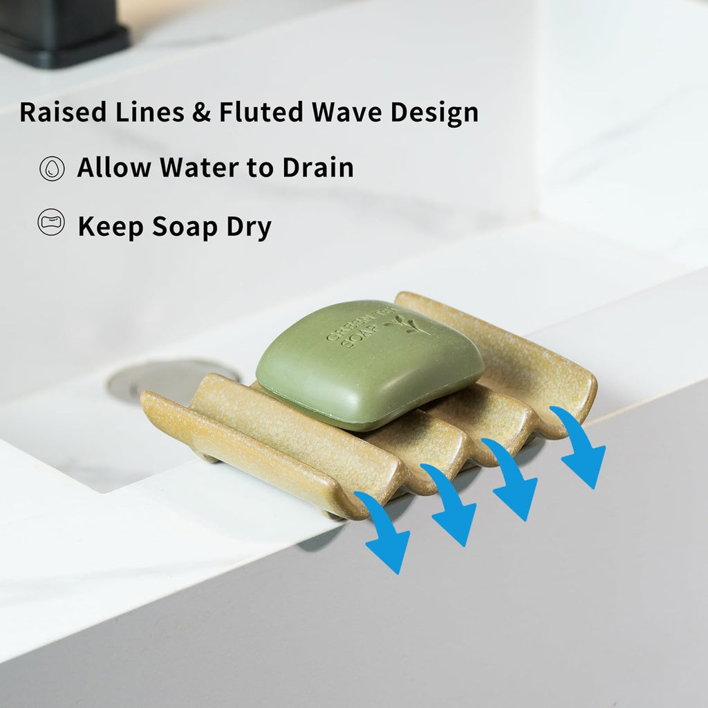 Soap Dish Bar Sponge Soap Holder for Shower, Self Draining Water Soap Saver Keeper for Bathroom and Kitchen, Yellow (Pack of 2)