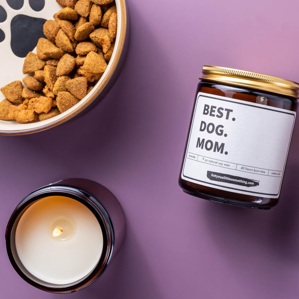 Best Dog Mom Scented Candle | Lavender Vanilla, 100% Soy Wax, Long Burn Time | Dog Mom Gifts for Women, New Puppy Funny Present Idea for Pet Lover, Fur Mama Birthday Gift for Friends, Coworkers