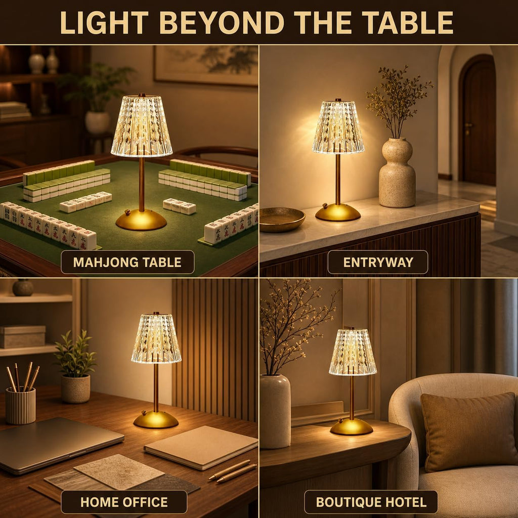 Small Gold Cordless Table Lamp Rechargeable for Kichen Countertop Dining