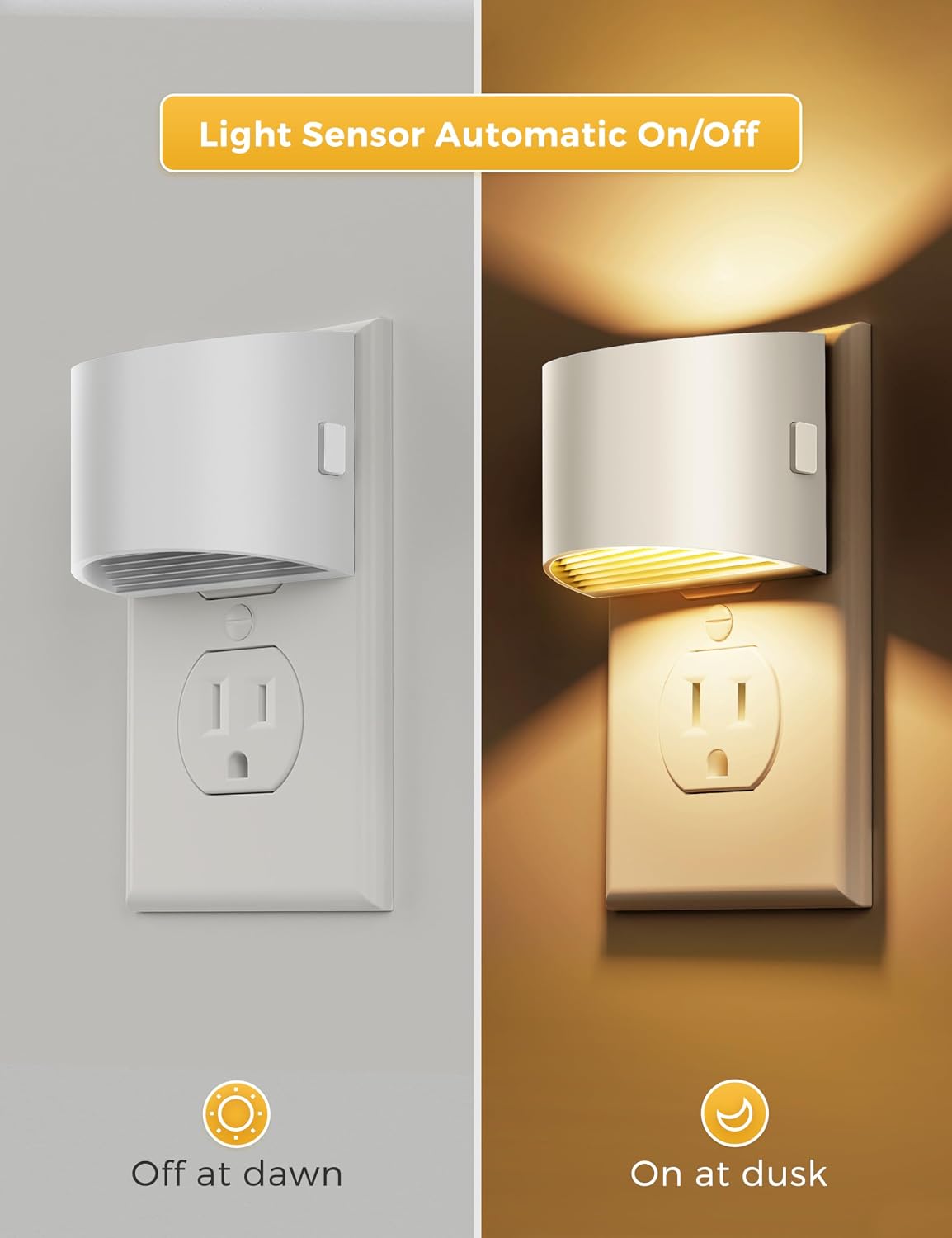L LOHAS LED Night Lights Plug into Wall, Dimmable Night Light 4 Pack