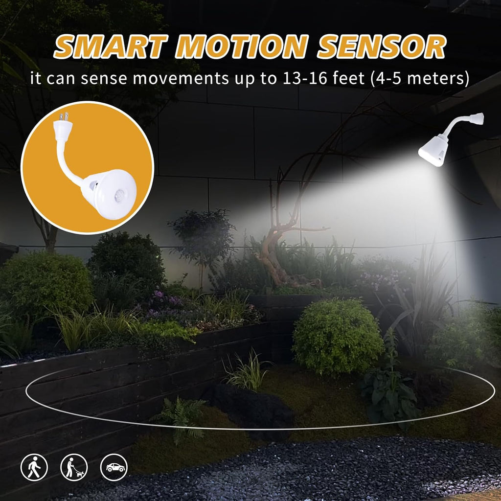 Plug in Motion Sensor Night Light Indoor LED Infrared Motion Detector Night Light for AC Outlet, Dusk to Dawn Sensor, 360° Rotating for Stairs Garage, 6W Cool White Light US Plug