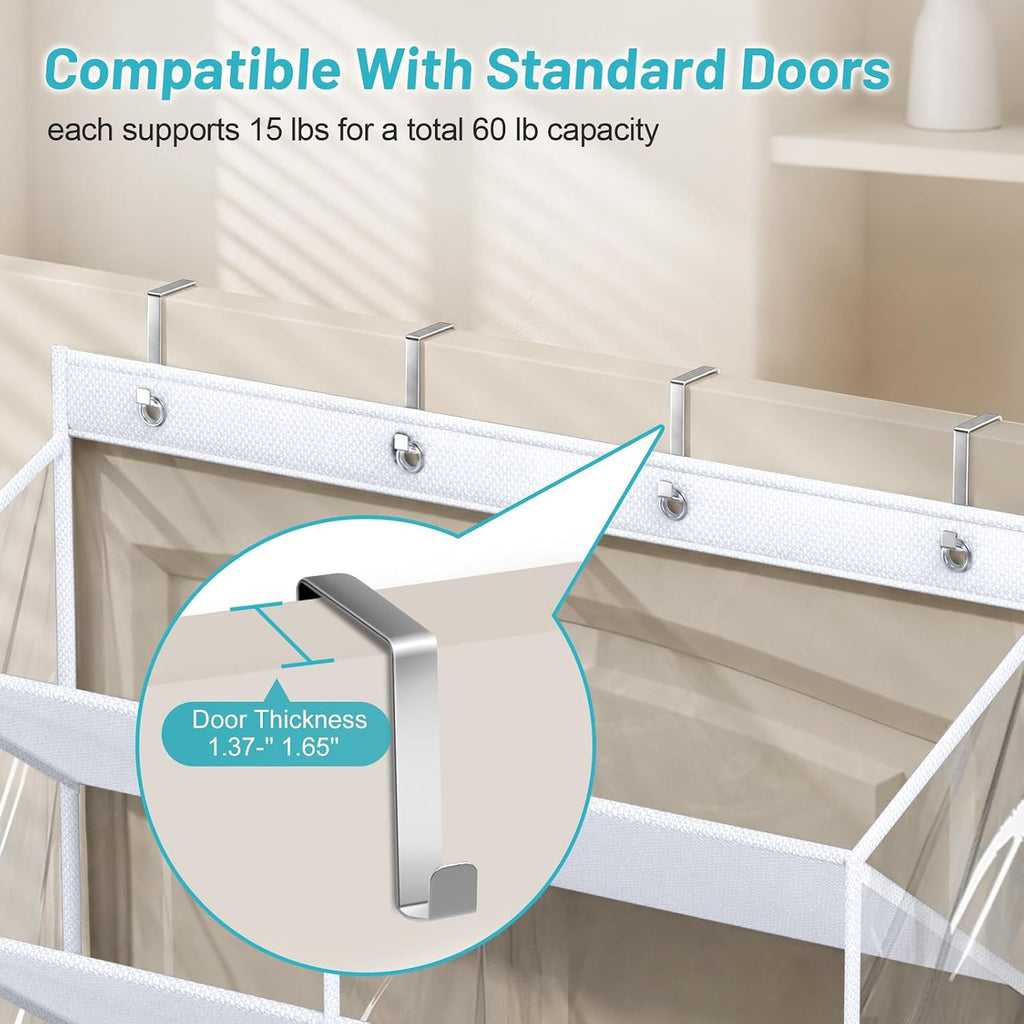 AOODA 30-35 Pairs Clear Over Door Shoe Organizer with Oxford Fabric 10 Tier