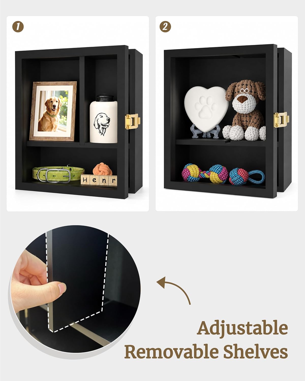 11"x9" Pet Memorial Shadow Box with Shelves & Pin-Back Board