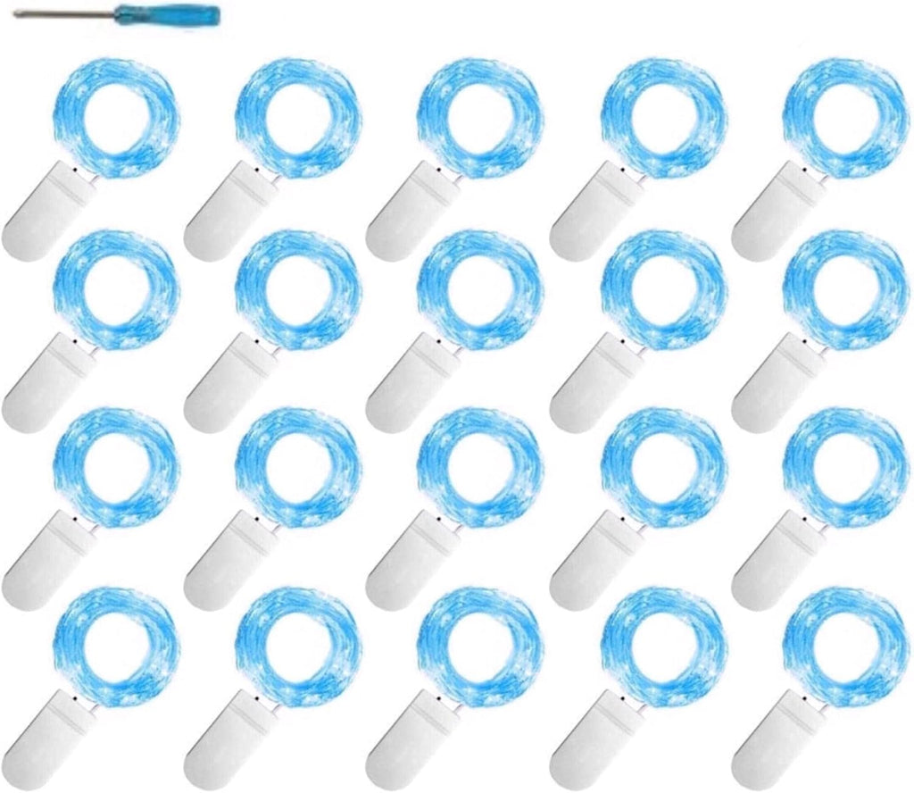 20 Packs Fairy String Lights, 6.6FT 20 LEDs Battery Operated Silver Copper Wire Starry String Light for DIY Party Christmas Costume Wedding Easter Table Decorations (Blue)