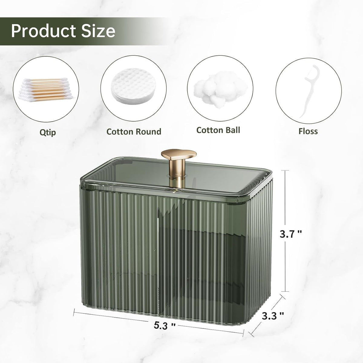 3 Slots Clear Plastic Q Tip Holder for Bathroom with Lid & Non-slip Pads