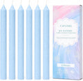 11-Hour Long Burning Ice Flower Taper Candles - 6 Pack 10 Inch Unscented Palm Wax Candlesticks - Natural Crystalline Texture, Smokeless & Dripless for Wedding, Dinner, Vigil, Blue