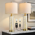 Oneach 27.75" Gold Table Lamps Set of 2 with Crystal Nightlight for Bedside