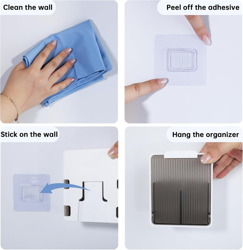 DASITON Wall Mounted Qtip Holder, Cotton Swab Storage Box with Lid, Bathroom Canister Organizer for Cotton Swabs, Balls, Pads, Floss Picks, Waterproof Bathroom Storage Container for Vanity (Grey S)