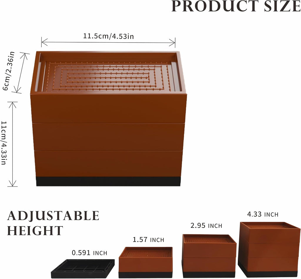 4Pcs Bed Risers Heavy Duty Adjustable 4.33" Furniture Risers Brown