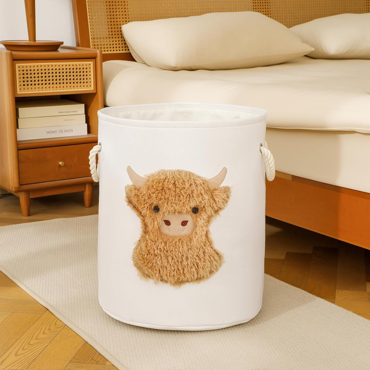 Kids Laundry Basket Baby Hamper for Nursery, 58L Large Dirty Clothes Hampers with Drawstring Closure, Highland Cow Baby Stuff Storage Basket, Stuffed Animal Storage Basket Canvas Toy Laundry Hamper