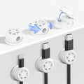 6Pack Cord Organizer Magnetic Cable Clips, 360° Rotation Cable Clips - Adjustable Cord Holder for Nightstand, Adhesive Cable Management Cord Clips, Cable Holder & Charger Organizer（White