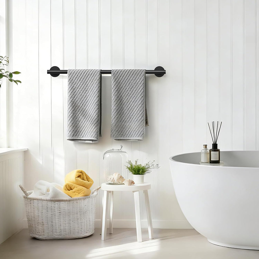 Matte Black Towel Bar, 24 Inch Towel Rack for Bathroom Wall-Mounted