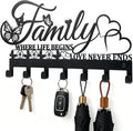 Keys Holder on Wall, Decorative Metal Hanger with 7 Hooks, Black