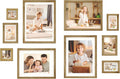 Egofine Picture Frame Set - 10 Assorted Sizes, Collage Wall Decor with 12x16, 11x14, 5x7, 4x6, 4x4 Frames for Wall & Tabletop, Solid Wood, Plexiglass Cover, Carbonized Brown