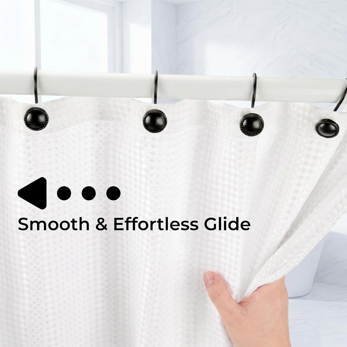 Shower Curtain Hooks,Rust-Resistant Decorative Rings,12-Pack,Black