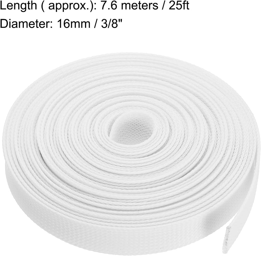 uxcell Expandable Sleeving,1-inch 25ft Cable Sleeve, White