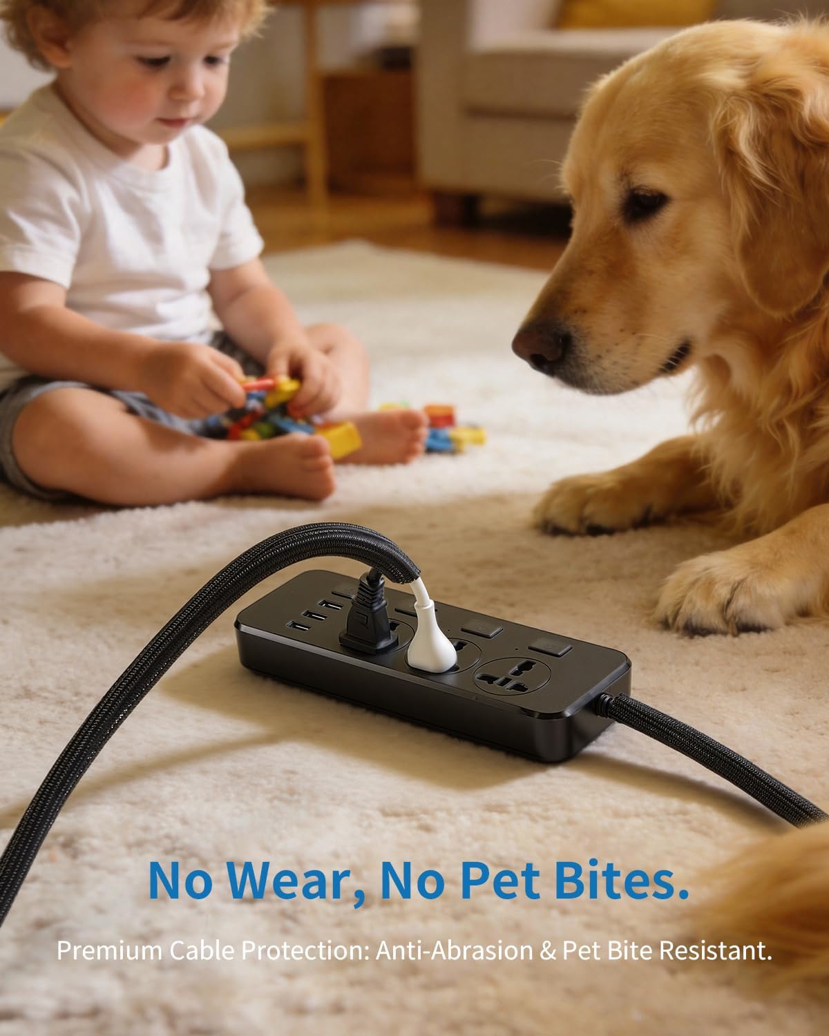 Yecaye 30ft - 1/2 inch Cord Protectors from Pets no Chew, Black