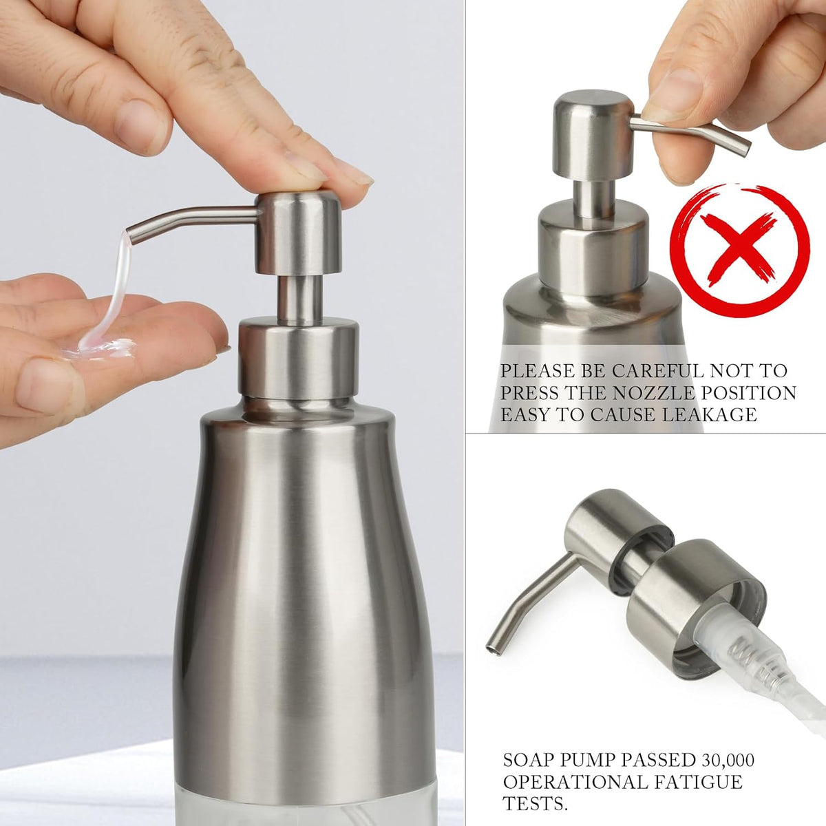Gaussra Kitchen Soap Dispenser with Silicone Tray & Stickers 11 OZ / 320 ML