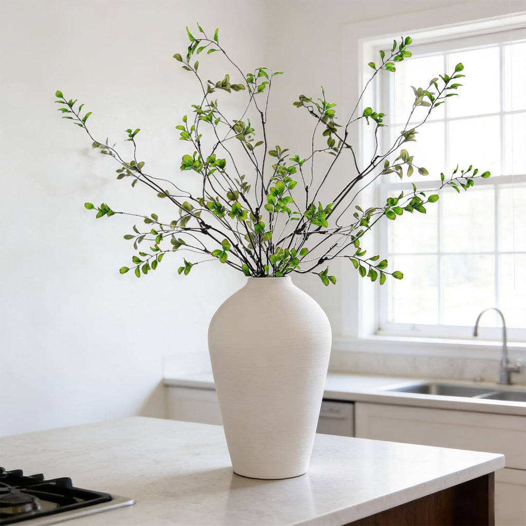 5 Pcs Artificial Ficus Branches for Vase, 38.5 Inch Faux Greenery Stems Realistic Flexible Faux Eucalyptus Stems Fake Plants for Office Home Tables Centerpieces Vase Filler Decoration