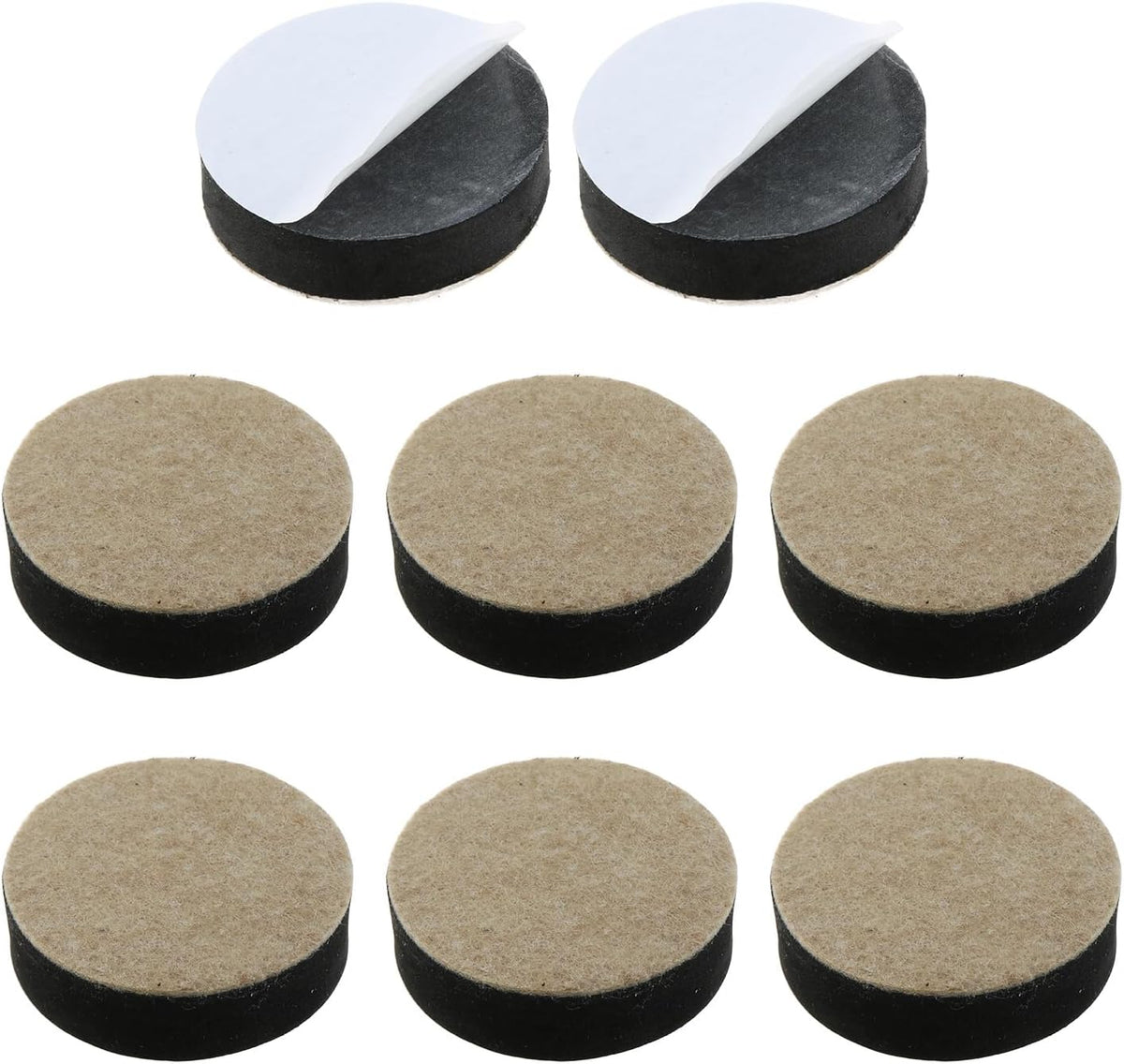 MEETOOT 8-Pack Self-Adhesive Furniture Bed Leg Risers, Round Table Foot Pads Raise 1/2 Inch Height with Felt Pads, Black