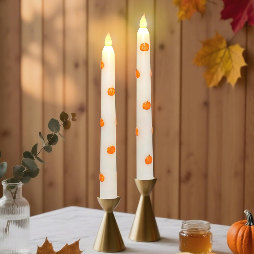 Impress Life Fall Flameless Taper Candles, Battery Operated with Remote