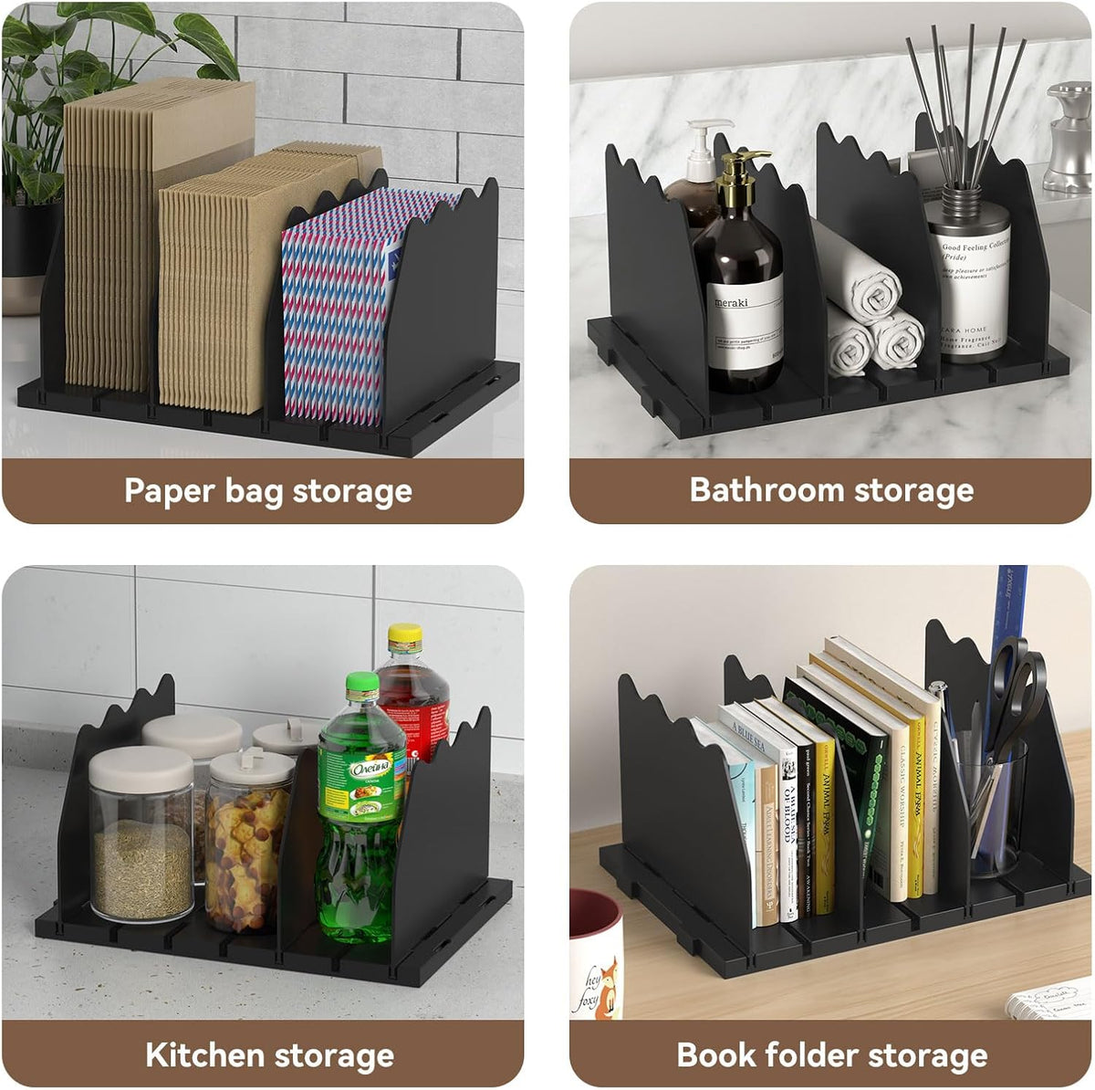 SOYO Adjustable Shelf Dividers for Closet, Purse Organizers for Bag, Black