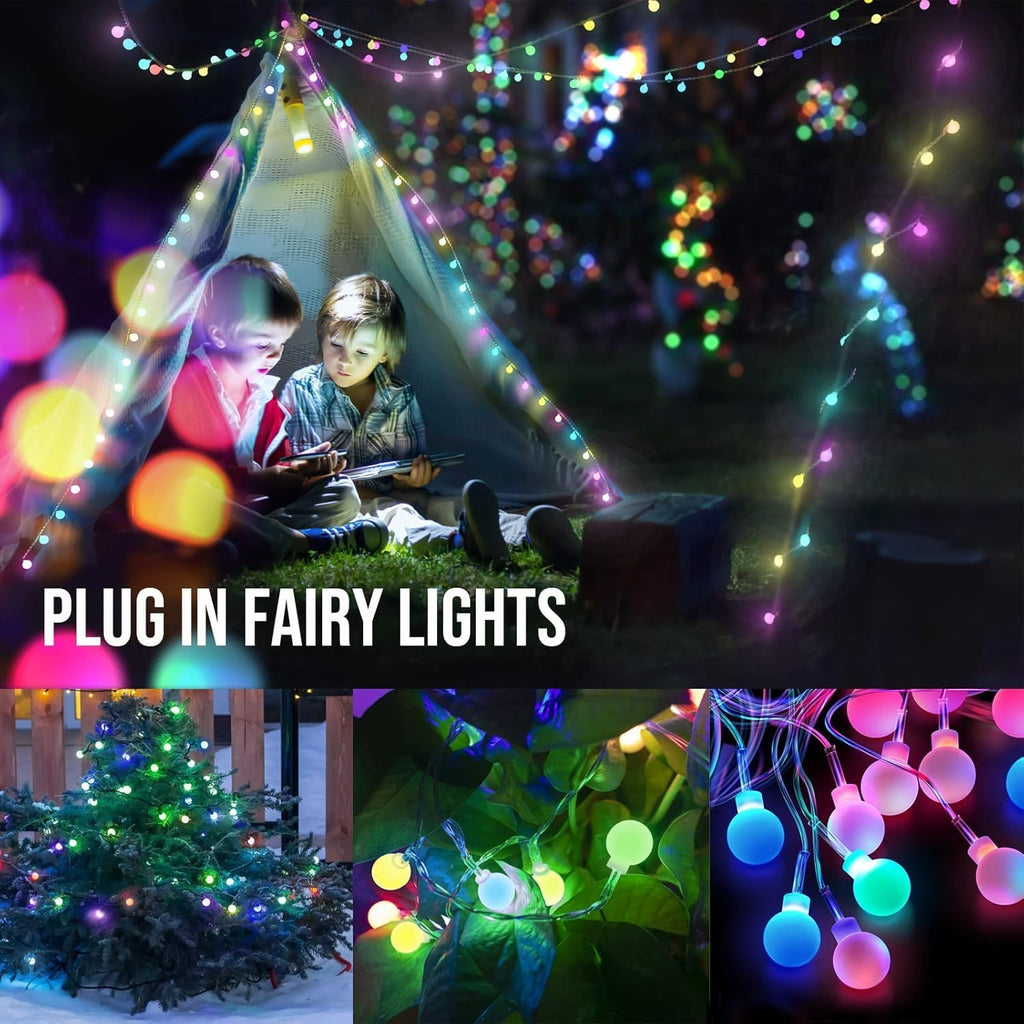 Globe Led String Lights Indoor 19 Color Changing String Lights Plug in 38ft 100 LED Fairy Lights with Remote Timer 7 Modes for Bedroom Dorm Party Camping Outdoor Christmas Lights Xmas Decoration