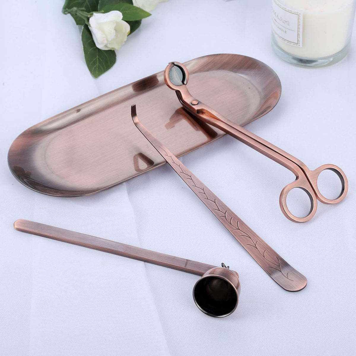 4-in-1 Stainless Steel Candle Care Kit for Candle Lovers, Red Bronze