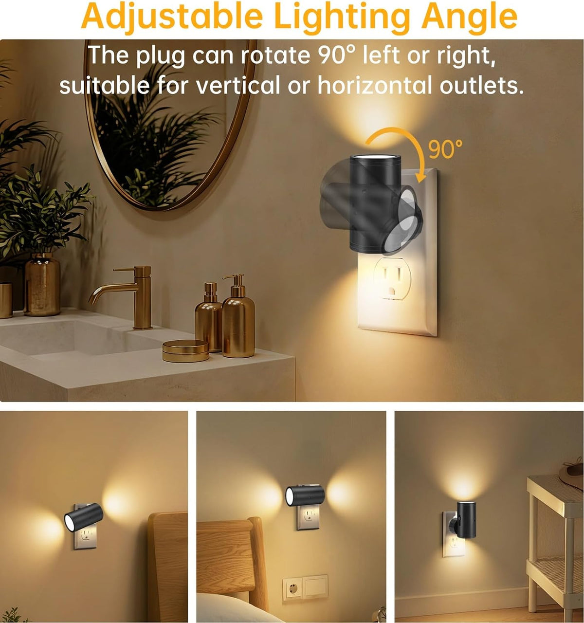 TSEXES 4 Pack LED Night Light Plug in,5-300LM Brightness Adjustable