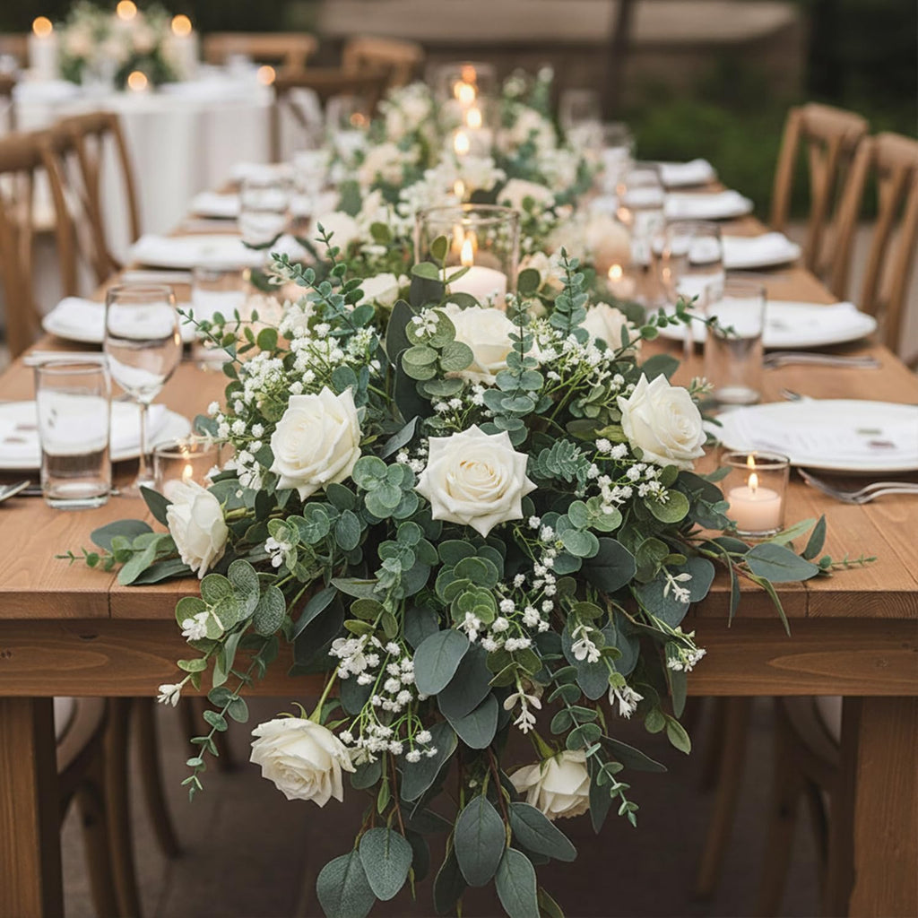 Mixed Eucalyptus Leaves Stems Bulk Artificial Silver Dollar Leaves Picks Dried Eucalyptus Bundle Faux Spray for Wedding Vase Bouquet Decor (120, Green/White)