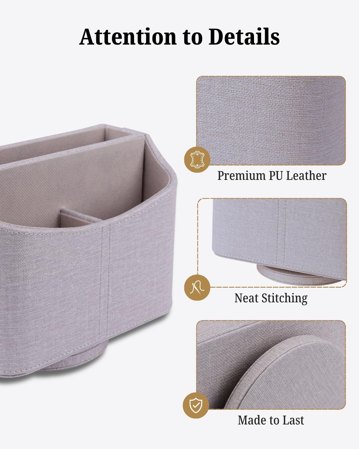 LAMOTI Remote Control Holder, 360° Rotating PU Leather Desk Organizer