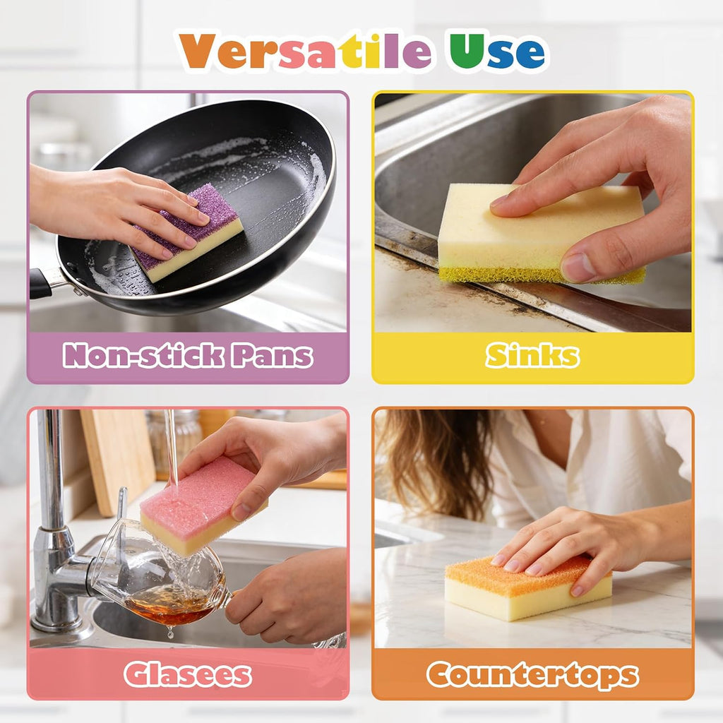 UNIMADE Scrub Sponge, Temperature Responsive Dual-Sided Cleaning Sponges