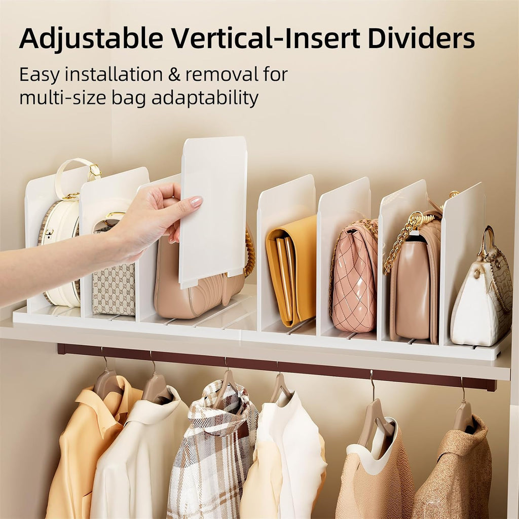 Stackable Purse Organizer for Closet Acrylic Shelf Divider, 2 Pack
