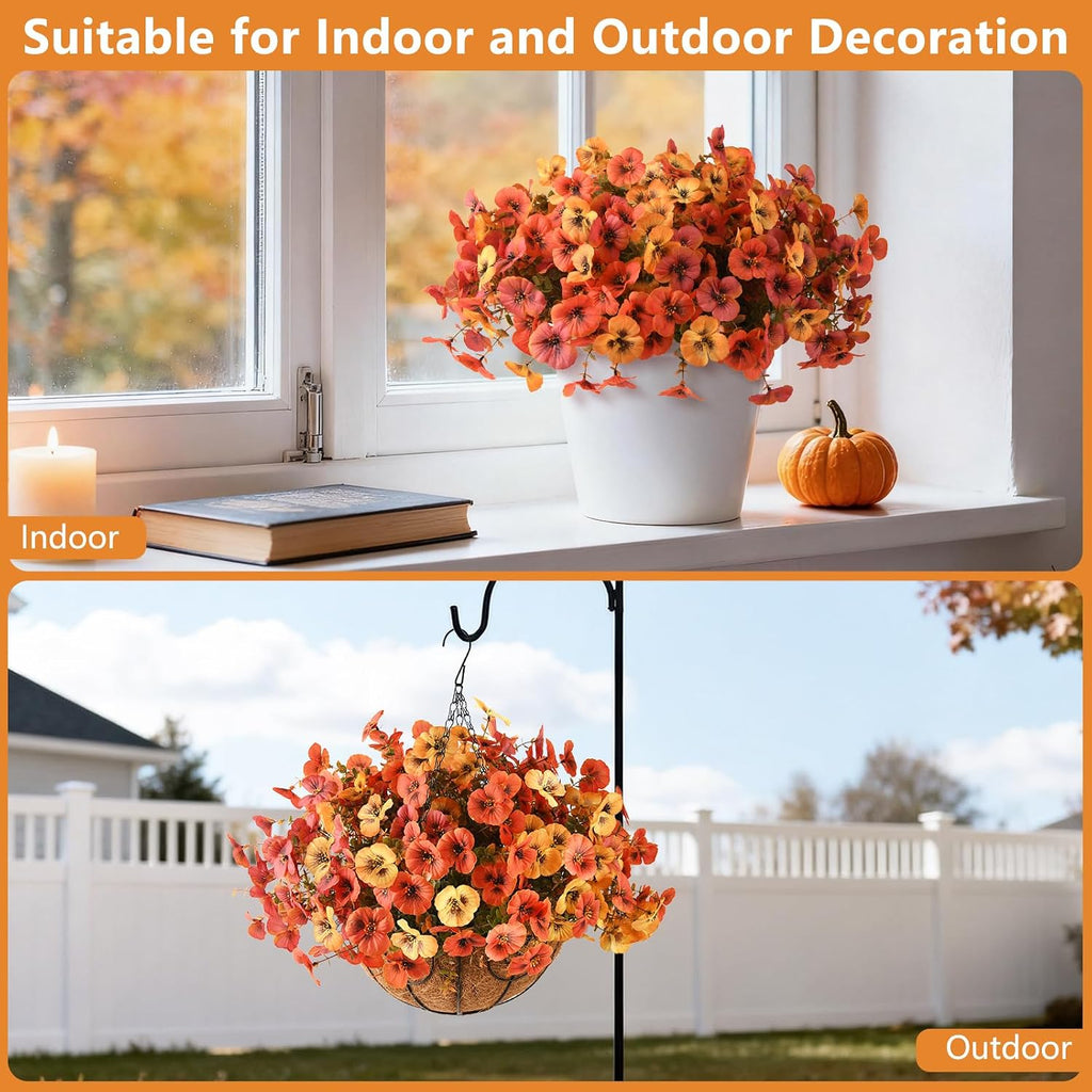 Artificial Pansy Faux Fall Flowers Plants for Outdoors Porch Decoration