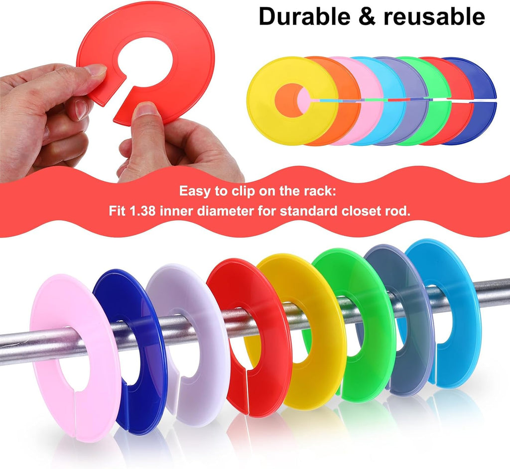 uxcell Clothes Dividers,20 Pack Round Closet Rack Dividers Clothing Rack Size Dividers Blank Labels with Marker Pen Writable & Reusable for Hanging Clothes Sorting Size, Light Blue