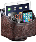PU Leather Remote Control Organizer with 360° Spinning Design,Desk Organizer for TV Remote,Phone,Pen,Glasse,Mail,Tablet,Calculator,Controller-Home & Office Storage Caddy (Antique Brown)