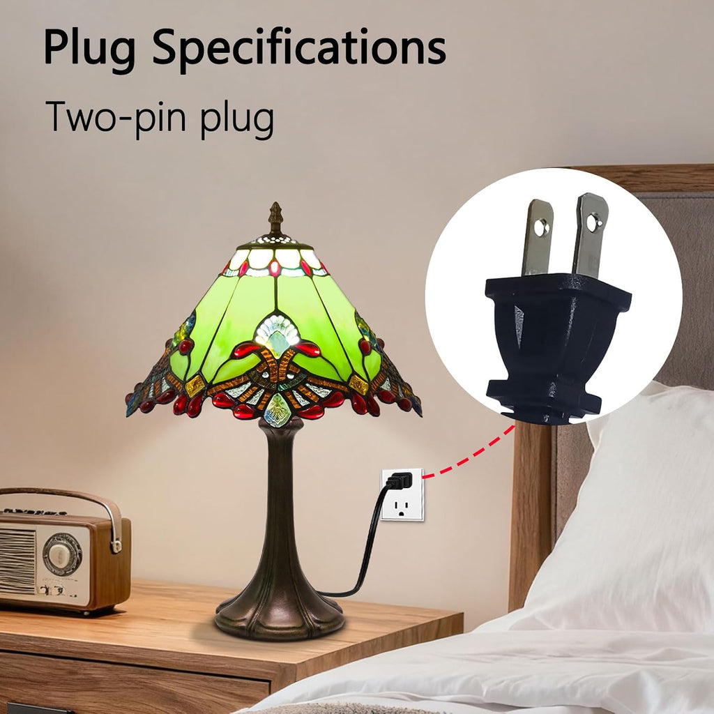 Tiffany Style Lamp,Green,Remote Brightness & Temp Control,12 Inch