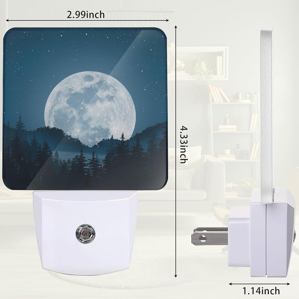 Full Moon Misty Forest Night Light, Starry Sky Forest Night Light Plug into Wall with Dusk to Dawn Sensor, LED Lamp Energy Saving Lights for Men Women Boys Girls,Lamp for Bedroom Bathroom Hallway