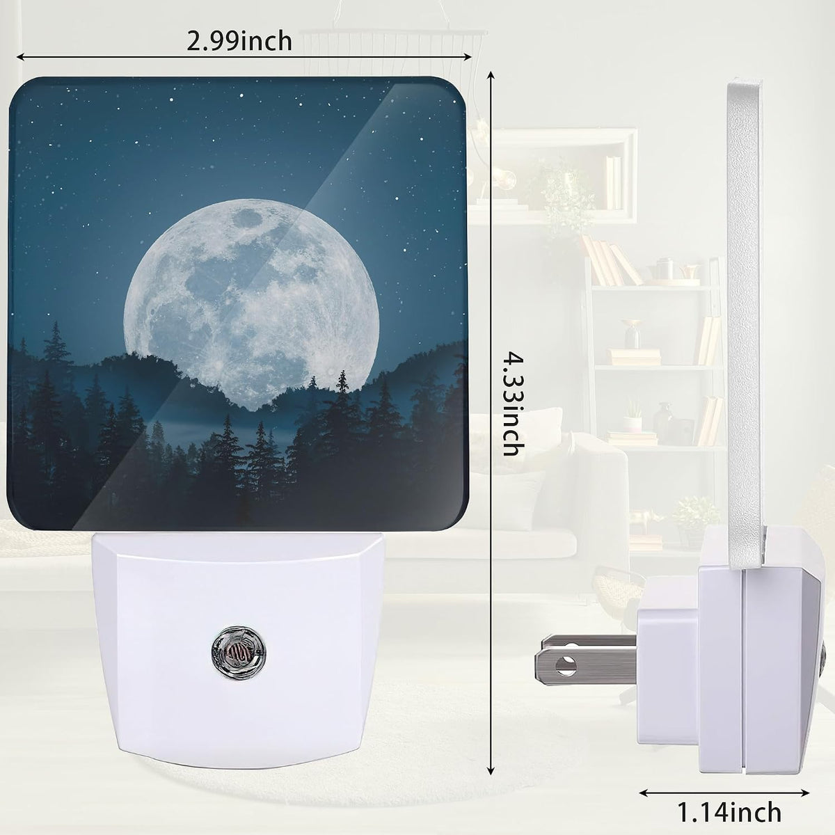 Full Moon Misty Forest Night Light, Starry Sky Forest Night Light Plug into Wall with Dusk to Dawn Sensor, LED Lamp Energy Saving Lights for Men Women Boys Girls,Lamp for Bedroom Bathroom Hallway