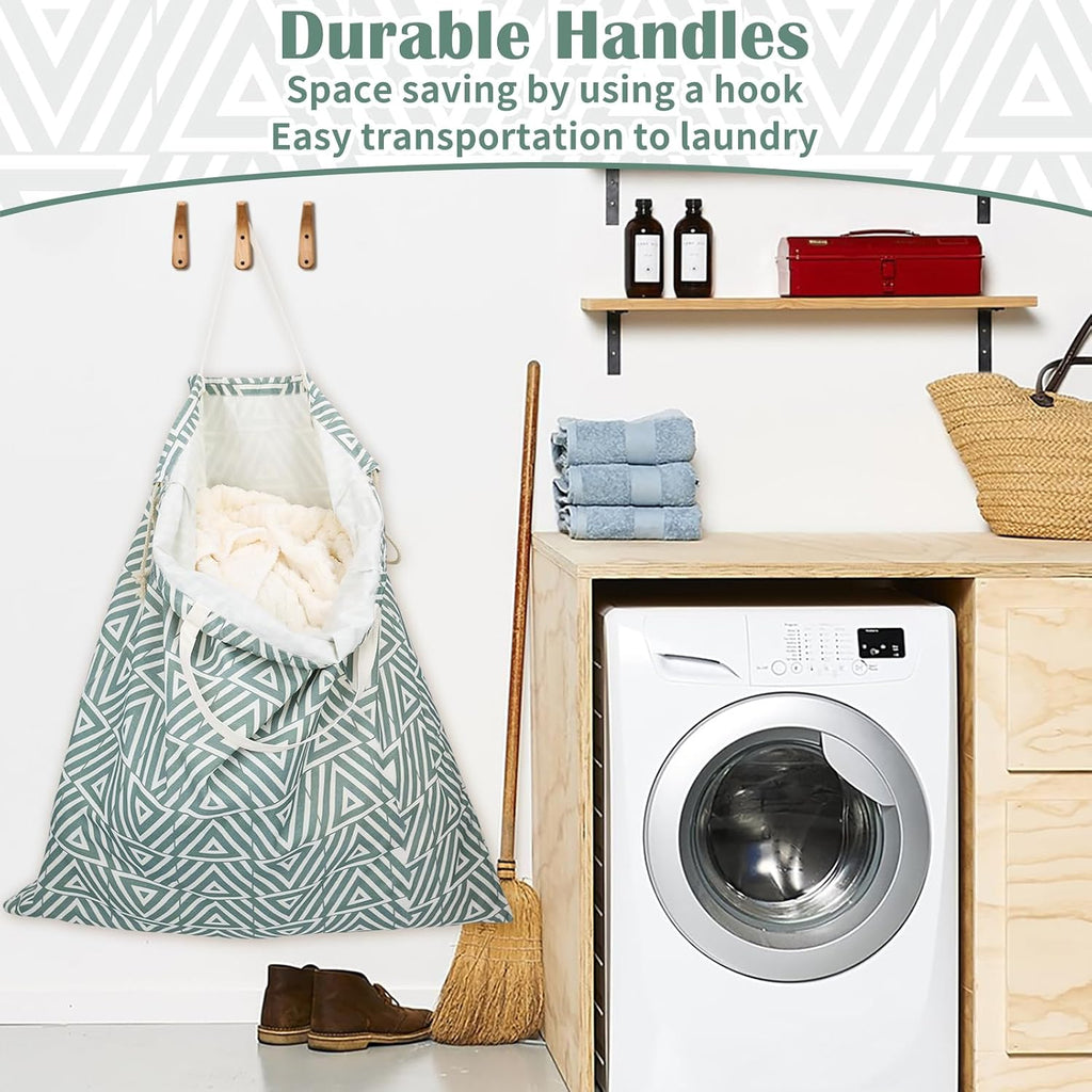 Canvas Laundry Bag 33"Wx 35"H, Heavy Duty Hamper Liner, XL Geom SlateGreen