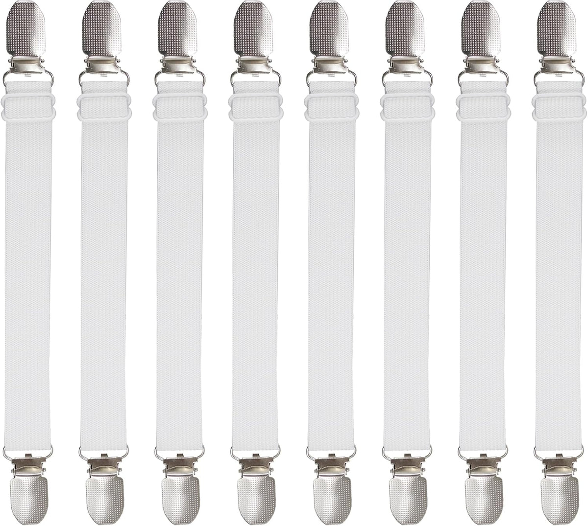 Adjustable Bed Sheet Straps Suspenders Elastic Sheet Fasteners Grippers Garters Clips for Flat & Fitted Sheet Corner Holder,Ironing Board Cover, Mattress, Cribs, Sofa Cushion& More(Short Type-8 Pack)