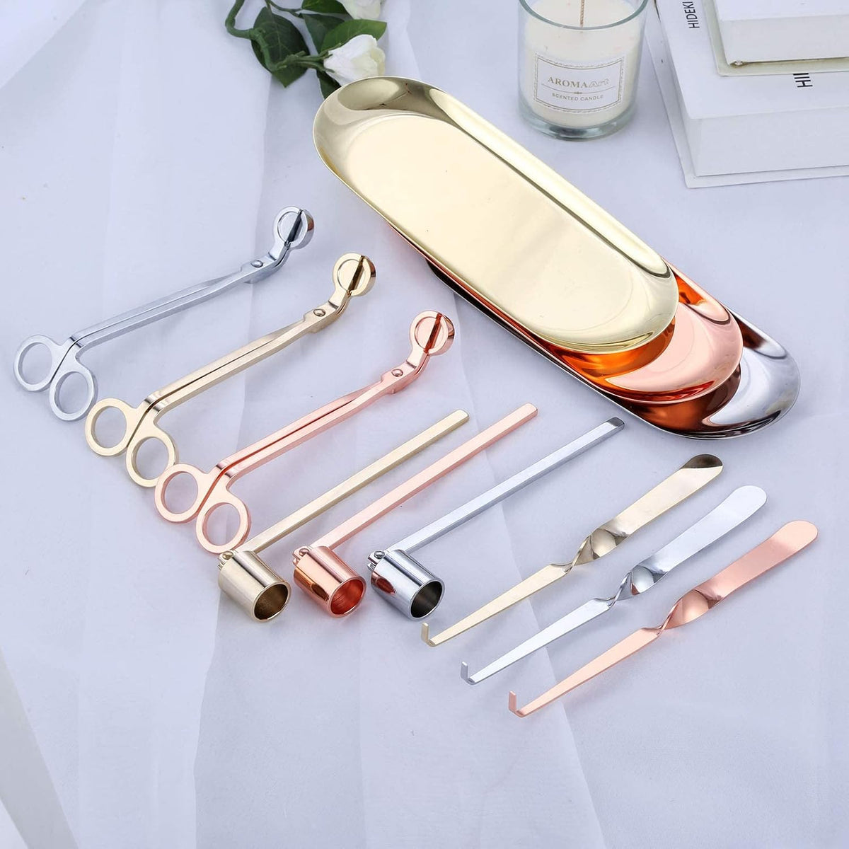 4-in-1 Stainless Steel Candle Care Kit for Candle Lovers, Silver
