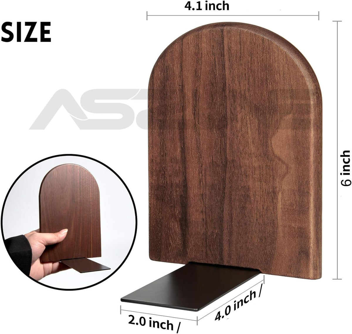 Book Ends 2Pair Wooden Heavy Duty Non Slip Book for Shelf Books & Media