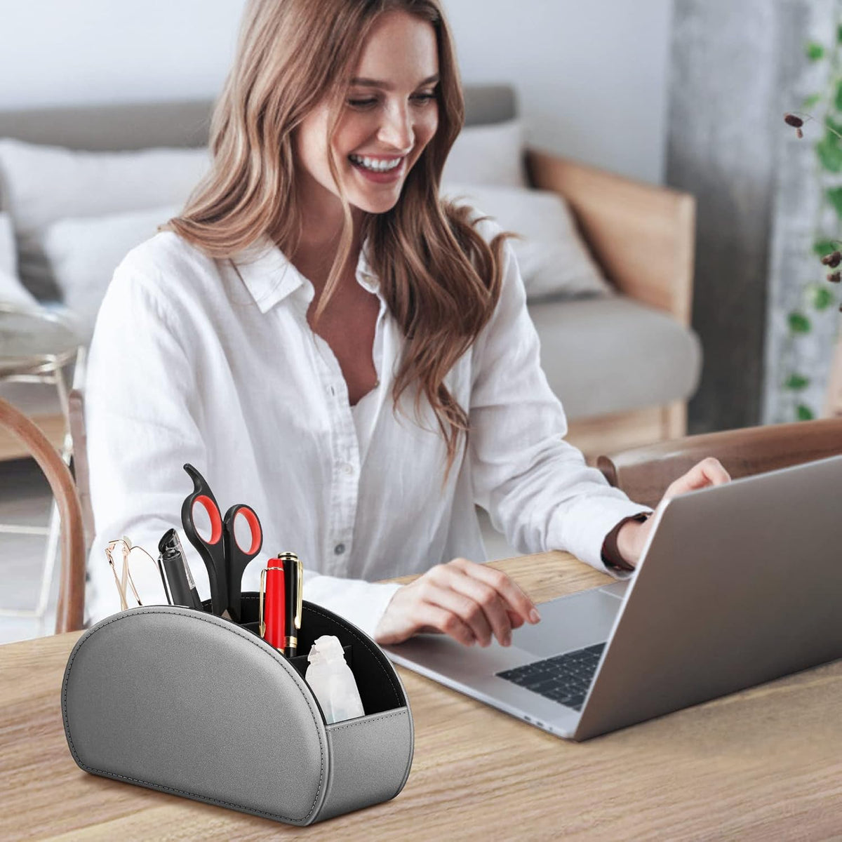 FINTIE Remote Control Holder with 13 Compartments Vegan Leather