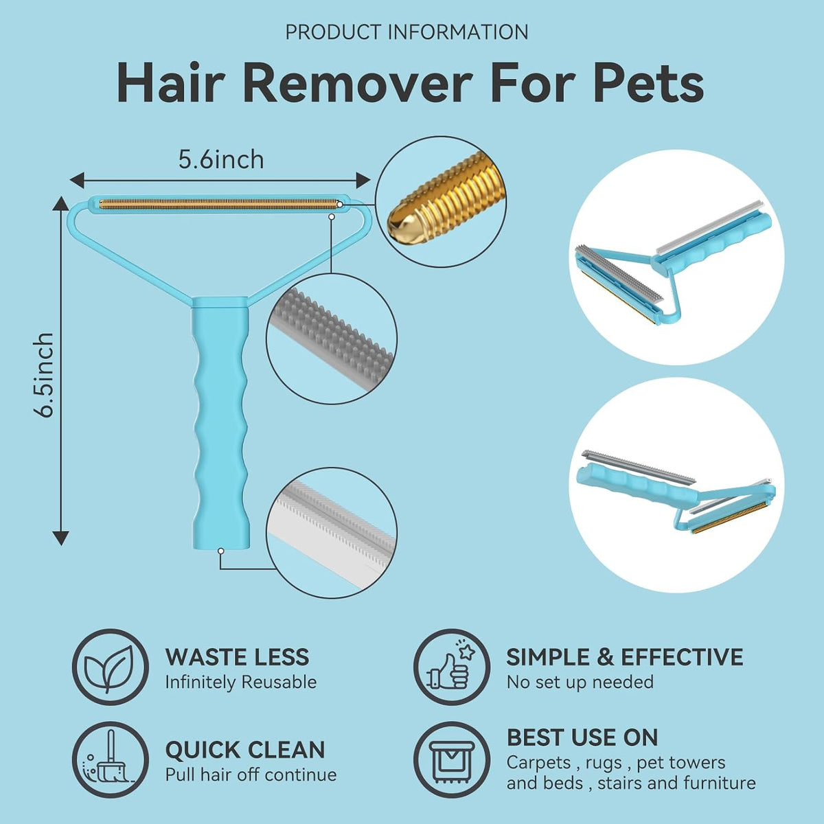 Pet Hair Remover, Dog Cat Carpet Rake, Lint Remover Shaver for Sofas-2pack