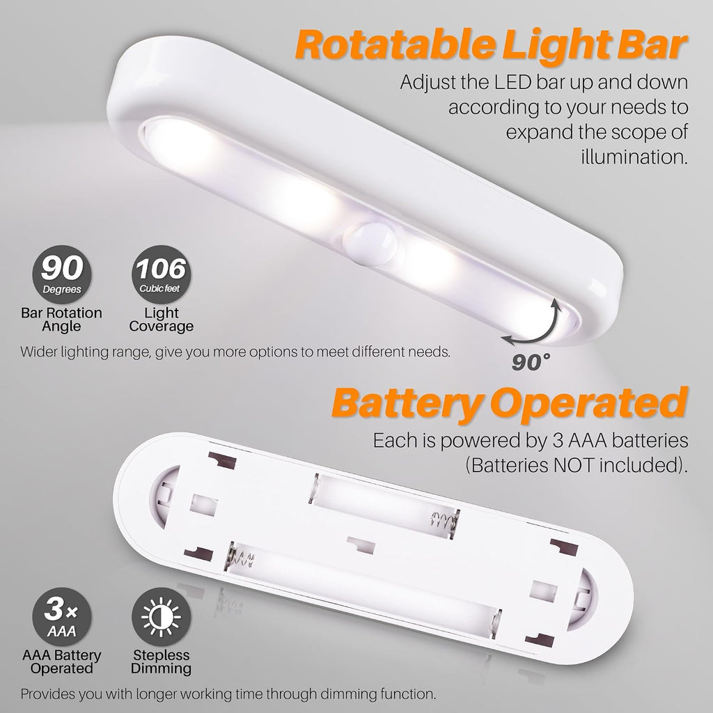 STAR-SPANGLED 7” Dimmable LED Stick on Push Tap Lights AAA Battery, 3 Pack