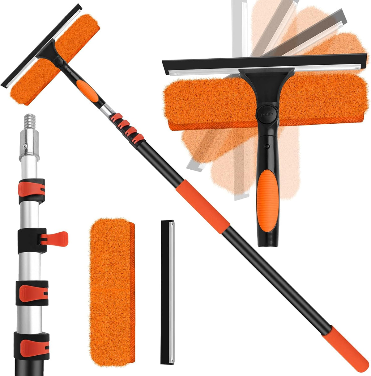 26FT High Window Cleaning Kit with Pole,2 in1 Professional Window Squeegee