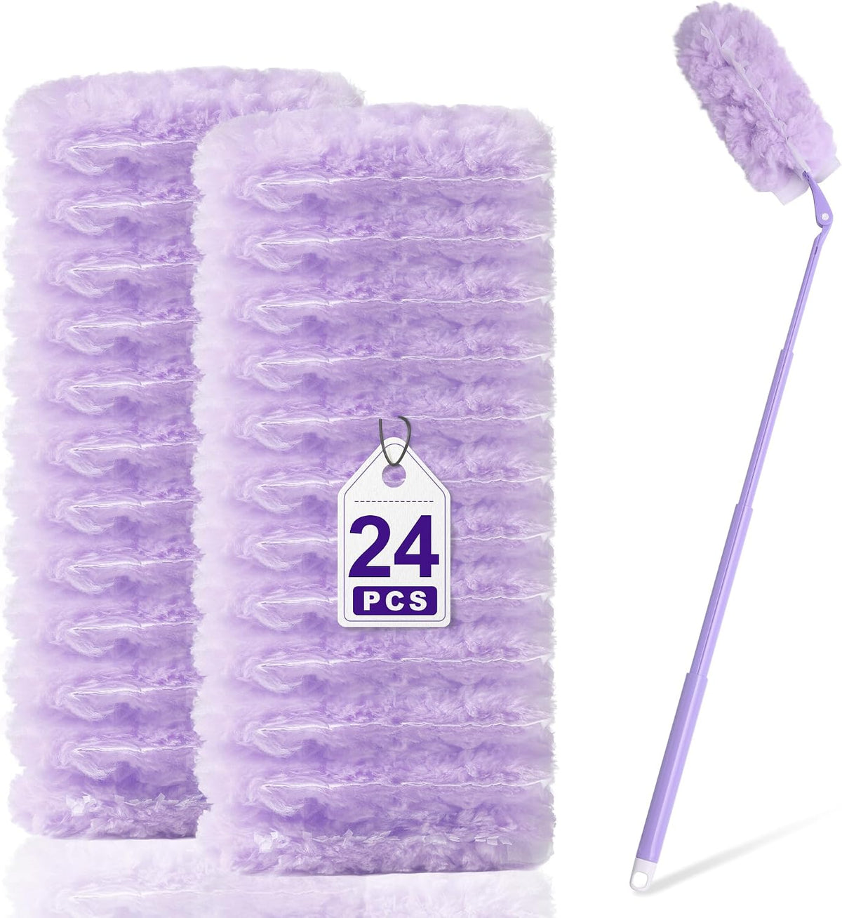 JOYMOOP Scented Telescopic Duster kit, 3FT Extendable Handle (Purple) + 24 Purple Refills for Swiffer Feather Duster,Easy Cleaning for Ceilings, Ceiling Fans, Blinds, Vents & Shelves